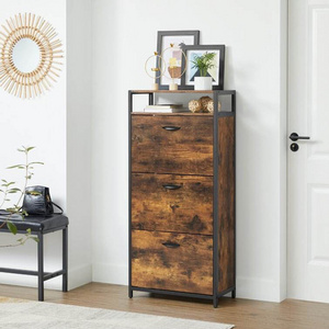 Rustic Flip down Shoe Cabinet Big Storage Space Antique Entryway Wood Shoe Rack Cabinet