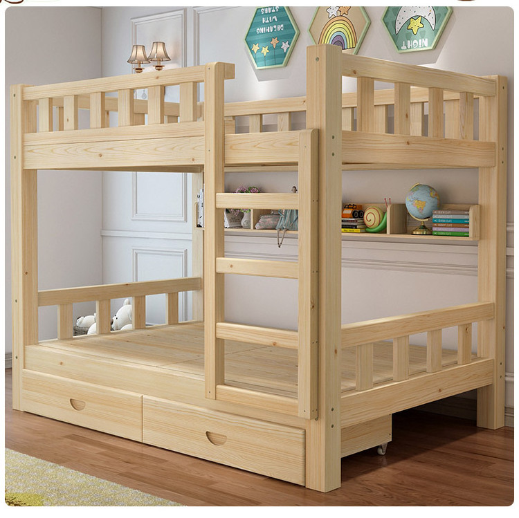 High Quality Durable Kindergarten Wooden Bunk Bed Children Double Deck Bed For Sale