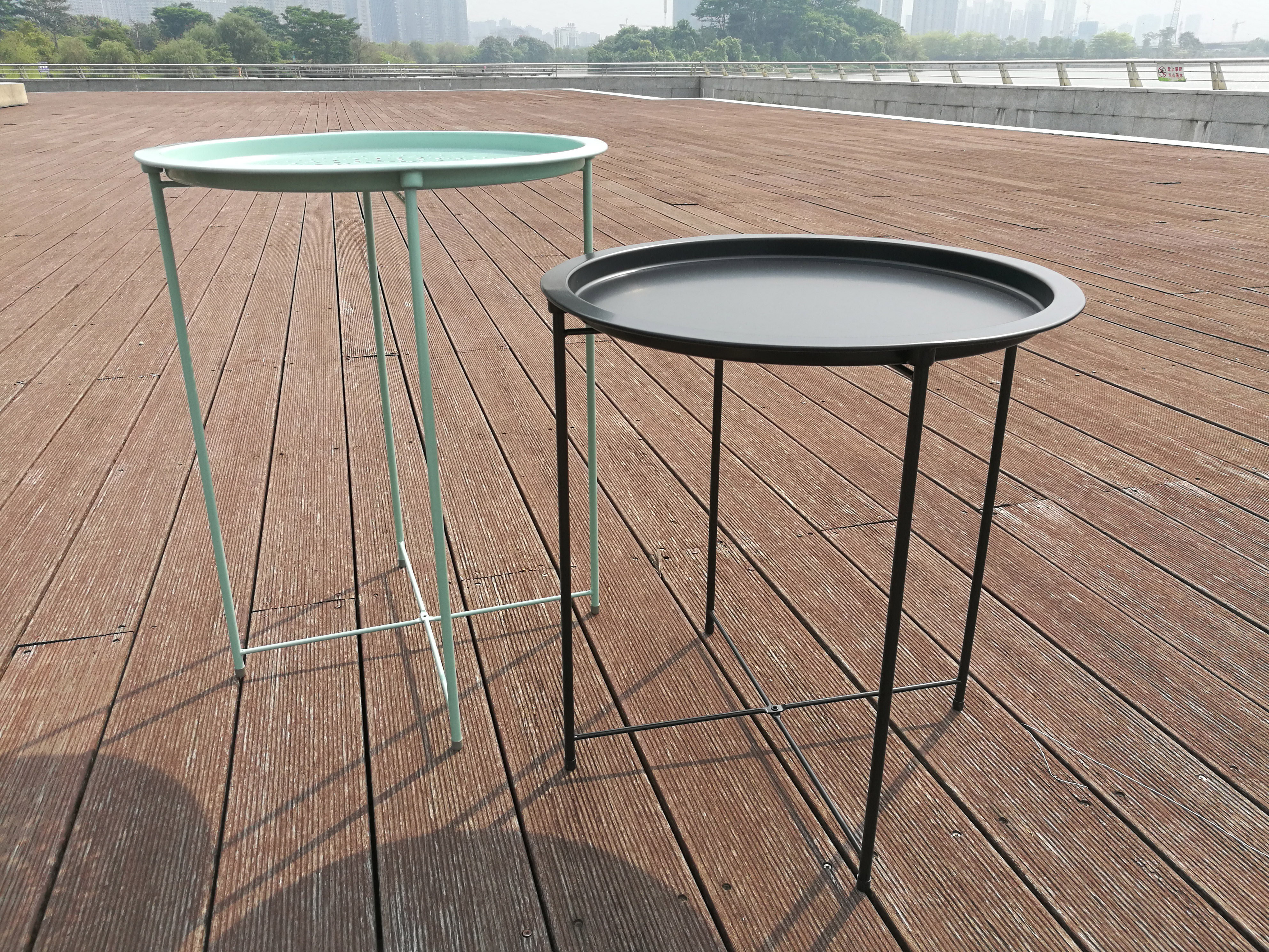 portable metal folding edge end side tray coffee table round wholesale