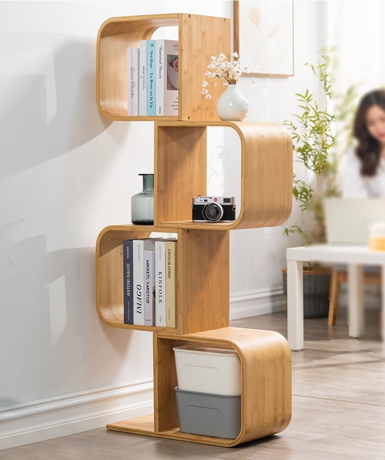 Modern Industrial MDF wooden bookcase Cube bookshelf with Cabinet Storage Shelf