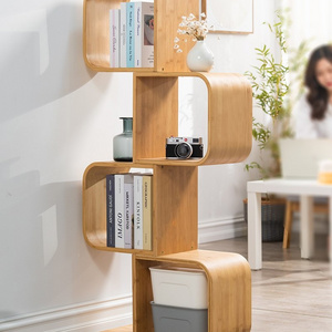 Modern Industrial MDF wooden bookcase Cube bookshelf with Cabinet Storage Shelf