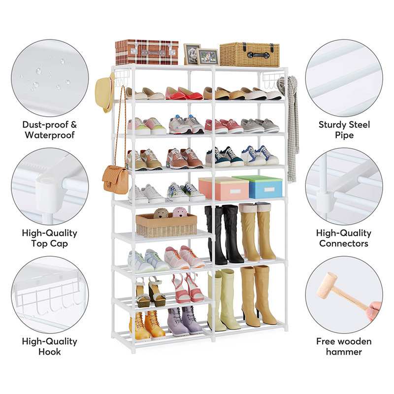 Boot Storage shelf display adjustable modern organizer multilayer stacked iron shoe rack storage