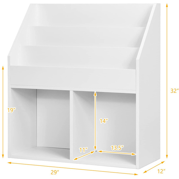 Designed white display rack for children Children Toys Storage Cabinets Industrial Wooden Kids Bookshelf Shelf