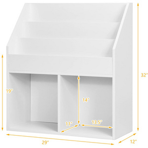 Designed white display rack for children Children Toys Storage Cabinets Industrial Wooden Kids Bookshelf Shelf