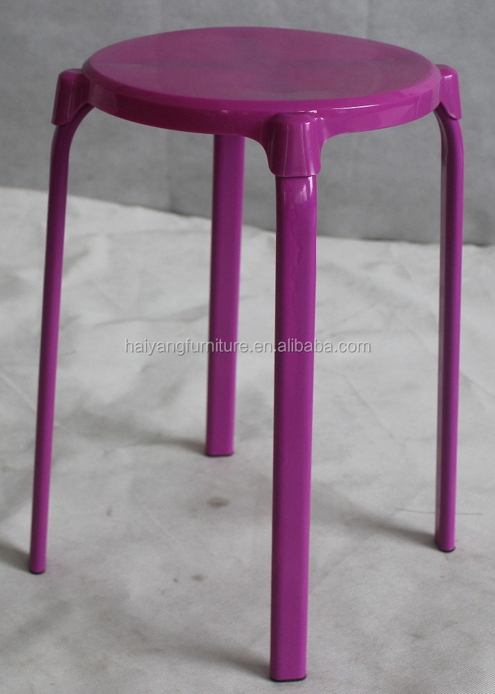 Colorful stackable garden stools outdoor plastic stools with metal legs