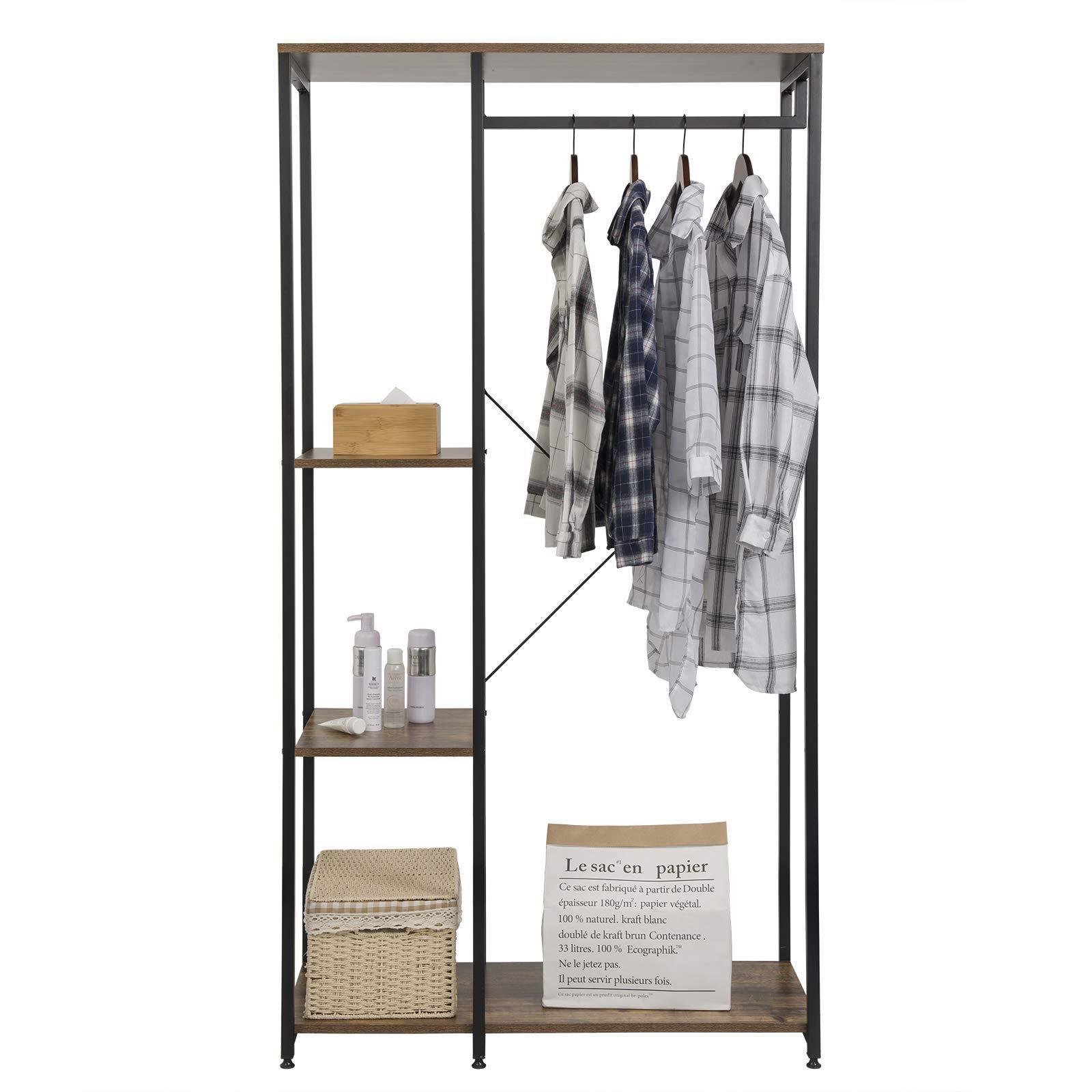 Tribesigns Freestanding Closet Organizer, Clothes Rack with Drawers and Shelves Garment Rack Hanging Clothing Wardrobe