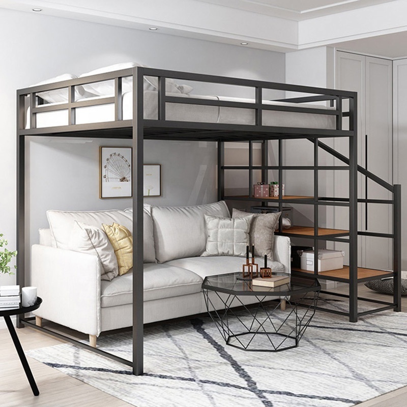 New Design Double Queen Size Good Quality Heavy Duty Steel Metal loft bed adult Wood  Bunk Bed