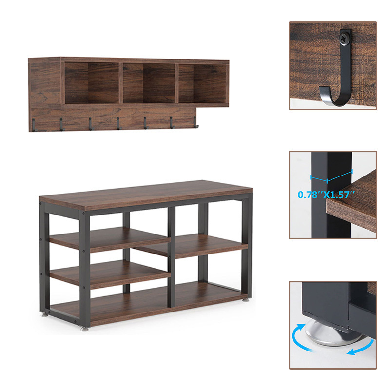 Hot sale Wholesale 2023 Coat Racks Wall  Storage Entryway Hall Tree Coat Rack And Shoe Bench With Shelves