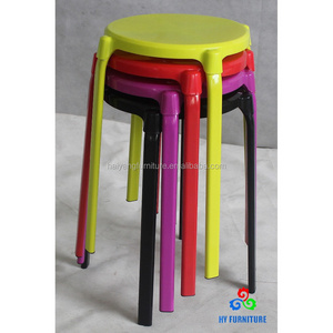 Colorful stackable garden stools outdoor plastic stools with metal legs