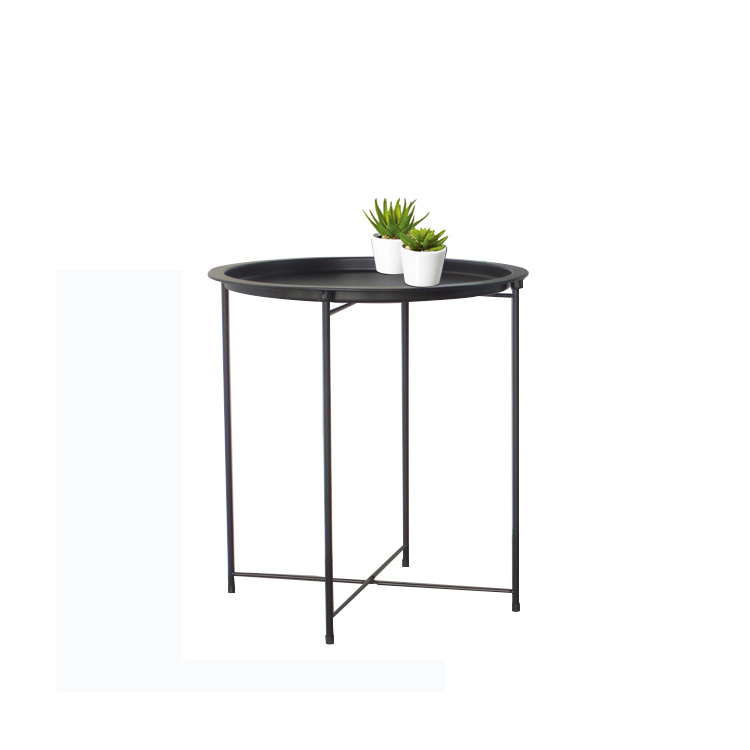 portable metal folding edge end side tray coffee table round wholesale