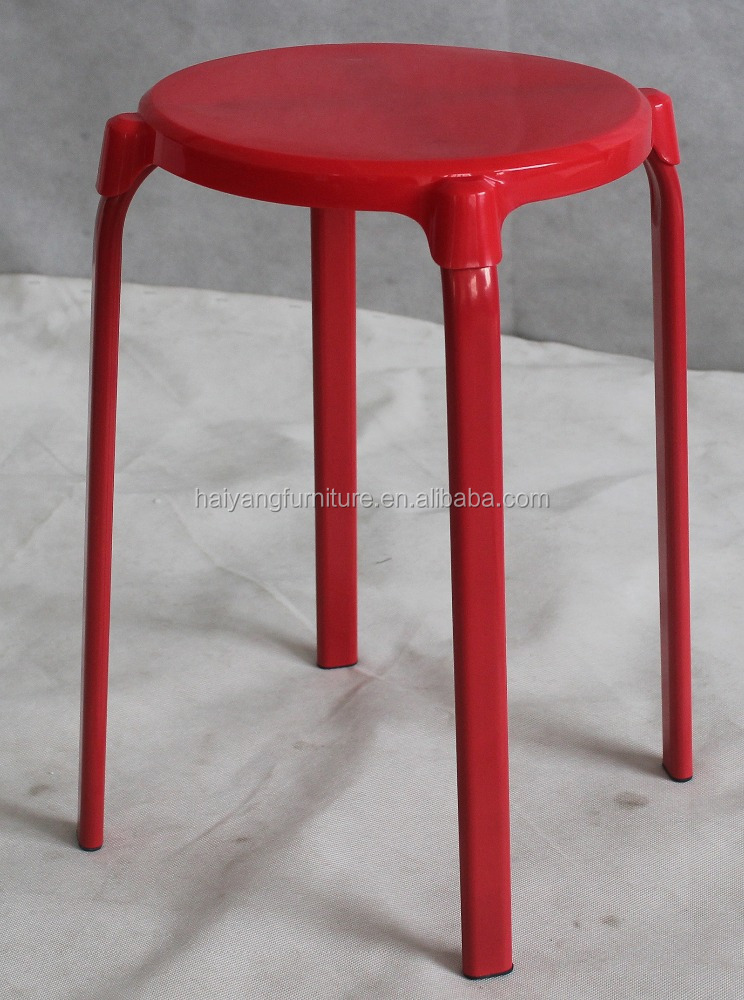 Colorful stackable garden stools outdoor plastic stools with metal legs