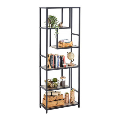 Factory customization Bookshelf Industrial 5 Tier Free Standing Shelving Display Storage Unit for Living Room