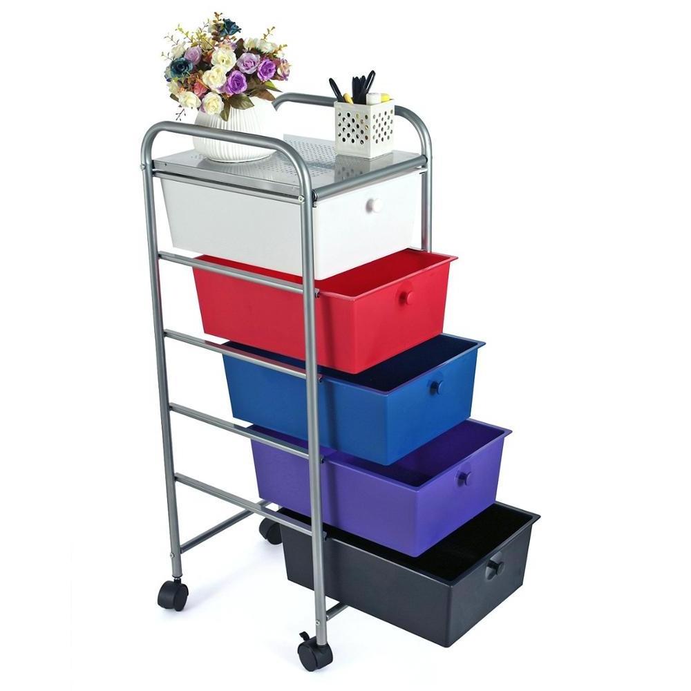 10 Drawers files storage rolling cart organizer with multiple colors