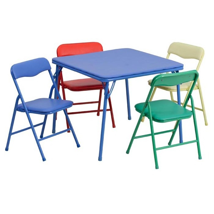 Cheap colorful  metal kids folding study party tables and chairs set for kids