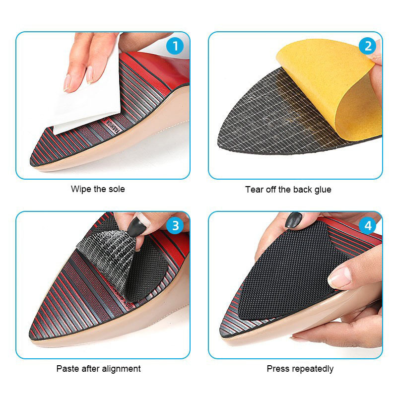 1 Pair New Style Black Rubber Self-adhesive Wear-resisting Anti-skid Noise Reduction Sole Sticker Cushion Pad for High Heel Shoe