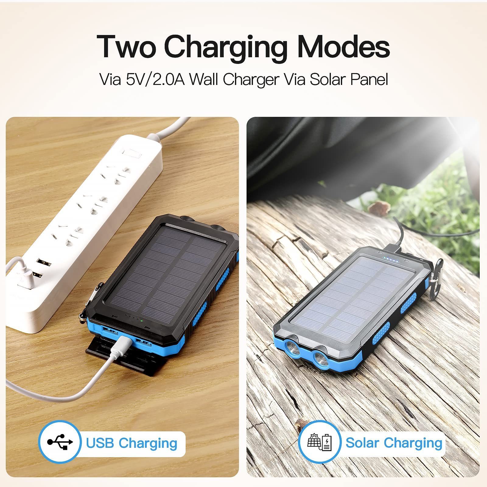 High Quality Waterproof 20000 mah Solar Panel Powerbanks Fast Charging Phone Charger 20000mAh Portable Solar Power Bank