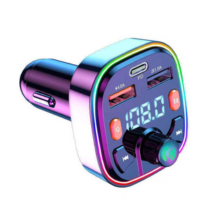 Q5 18W FM Transmitter External Microphone Dual USB Modulator 5.0 FM Car Car Charger Fast Charge Type C Handsfree PD Bluetoo H5A2