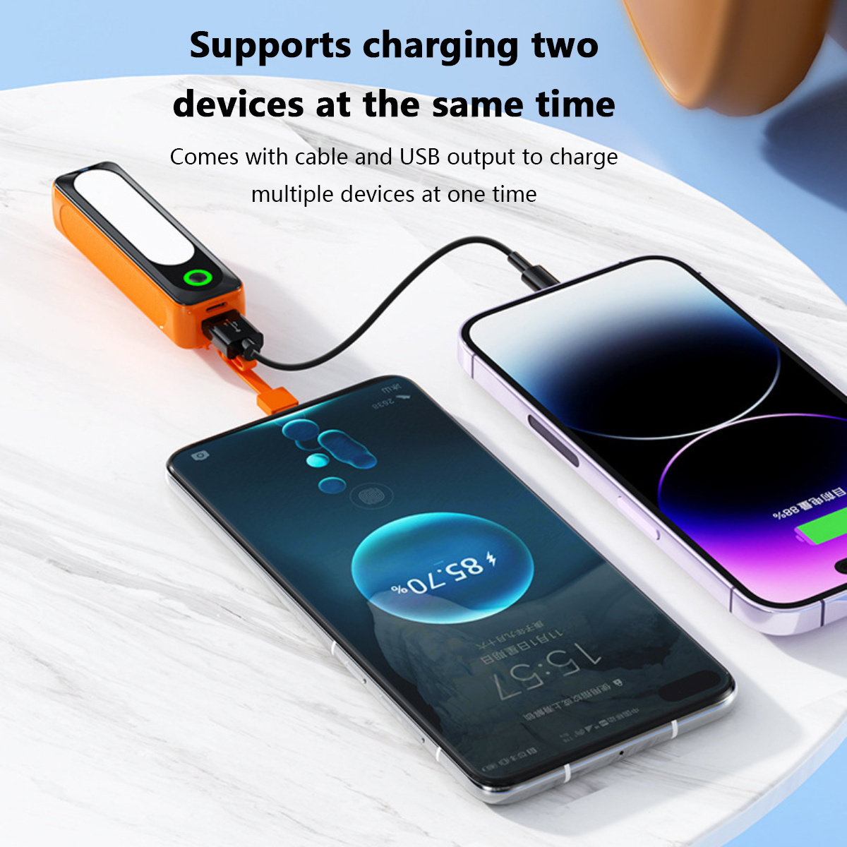 2 IN 1 Ports Portable Capsule Mini Power Bank 3000mah Super Fast Charging PD 22.5W LED Display Transparent Power Bank 5000mAh