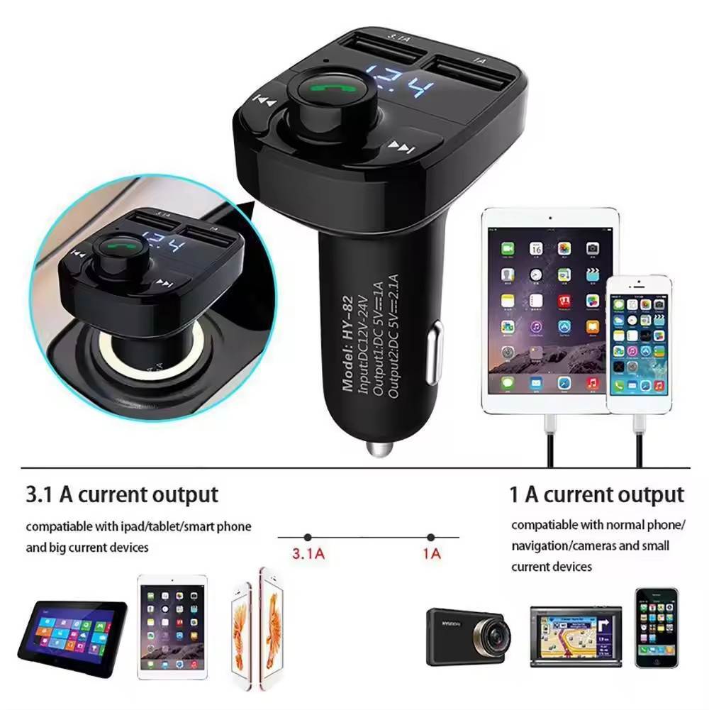 Audio MP3 Player 3.1A Blue tooth Car FM Transmitter Dual USB Quick Charge Car Charger