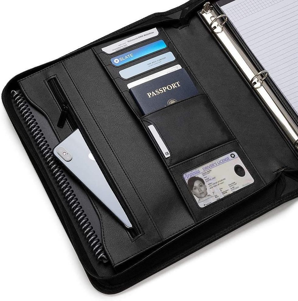 PU Leather A4 conference document  Portfolio with 3 ring binder