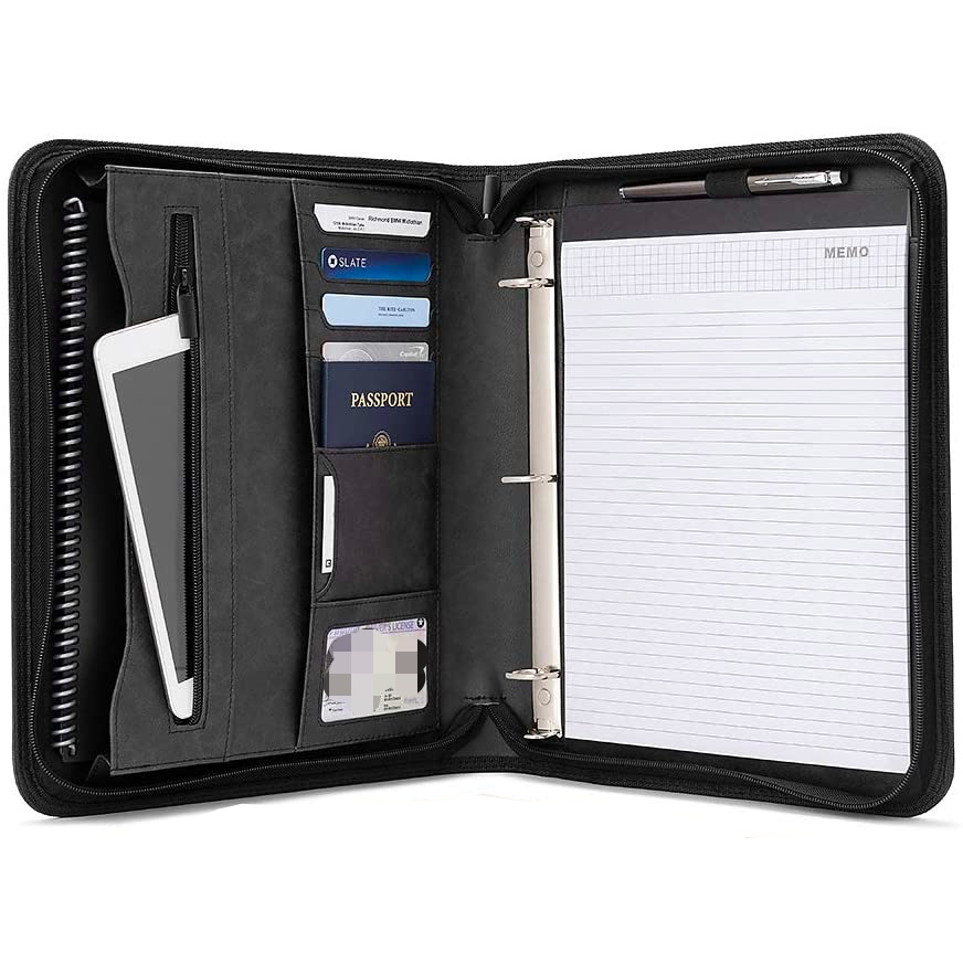 PU Leather A4 conference document  Portfolio with 3 ring binder