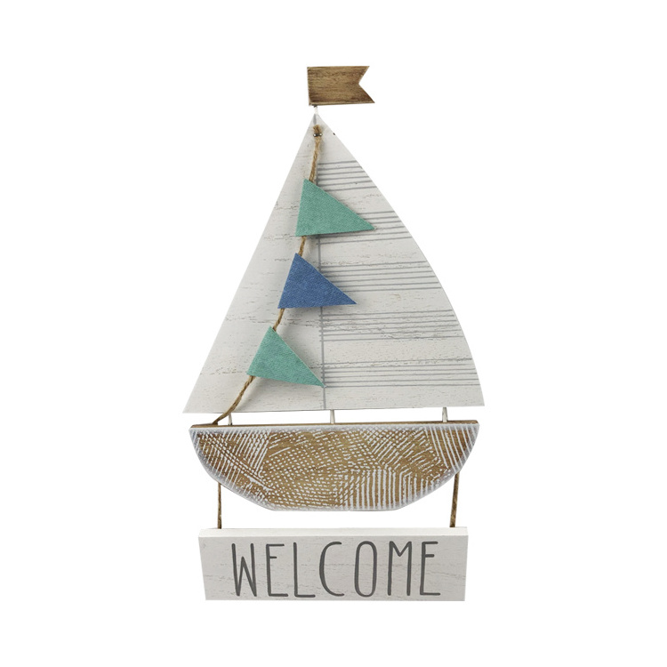 Wood Decorations Custom Painted Wooden Ship Shaped Wood Sign Welcome Sign Door Sign for Bedroom