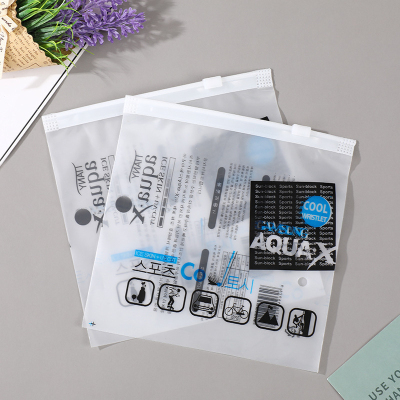 Wholesale Biodegradable Clear Frosted Slide Zipper Plastic Smell Proof Bags For Clothing Ice Sleeve Packaging With Logo