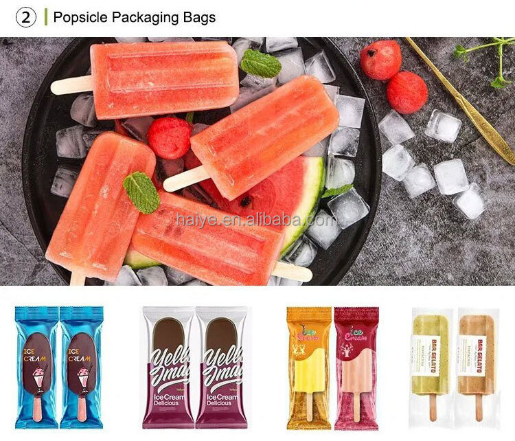 Custom Printed Packaging For Popsicle Heat Seal Gravure Printing Food Grade Plastic Ice Cream Shrink Bag