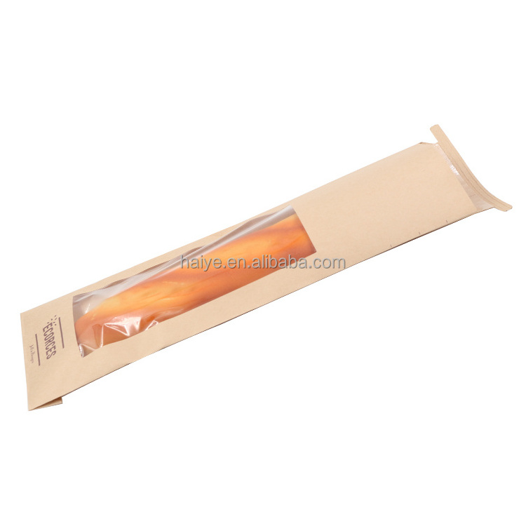 Baguette Bread Packaging Kraft Paper Bags Bakery Wax Grease Oil Proof French Baguette Bread Bag Paper