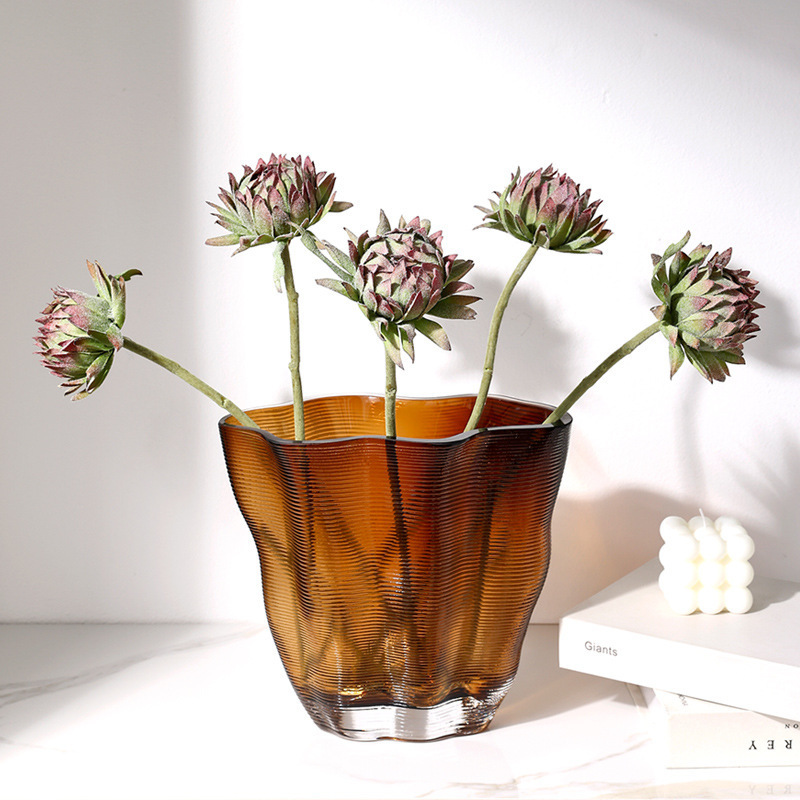 Light Luxury Modern Creative Horizontal Design Flower Arrangement Decoration Home Tea Table Tabletop Fruit Tray Glass Vase