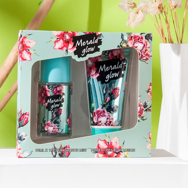 2pcs perfume set 75ml body mist +75ml body cream Long Lasting Deodorant Floral Body Mist Lotion Gift Set for Ladies