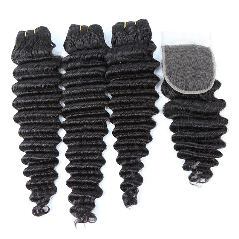 024 hot selling Hair Extension  Machine weft 12A high grade Human Hair deep wave 100% real human hair