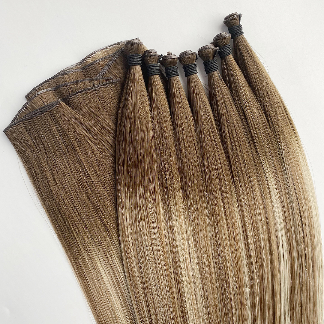 Genius Weft Hair Extensions Double Drawn Human Hair 100% Remy Virgin Russian Genius Blonde Color Human Hair