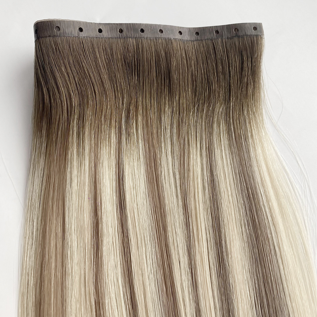 Weft Hair Extension 2023 New Design Invisible Hole PU Flat Weft Double Drawn Hole Genius Weft