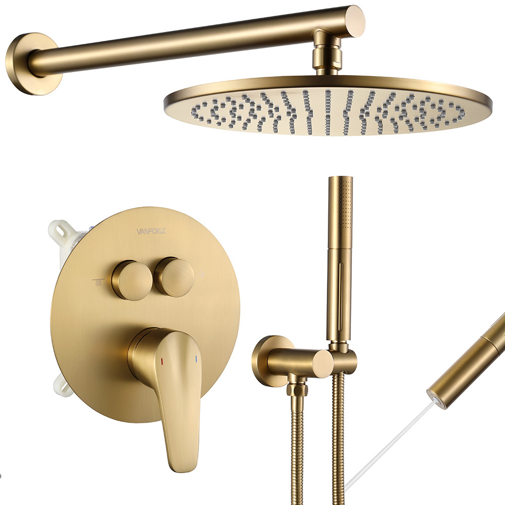 Retro Antique Brass Rainfall showers Simple Design Plumbing Shower Set Single Handle Shower Faucet