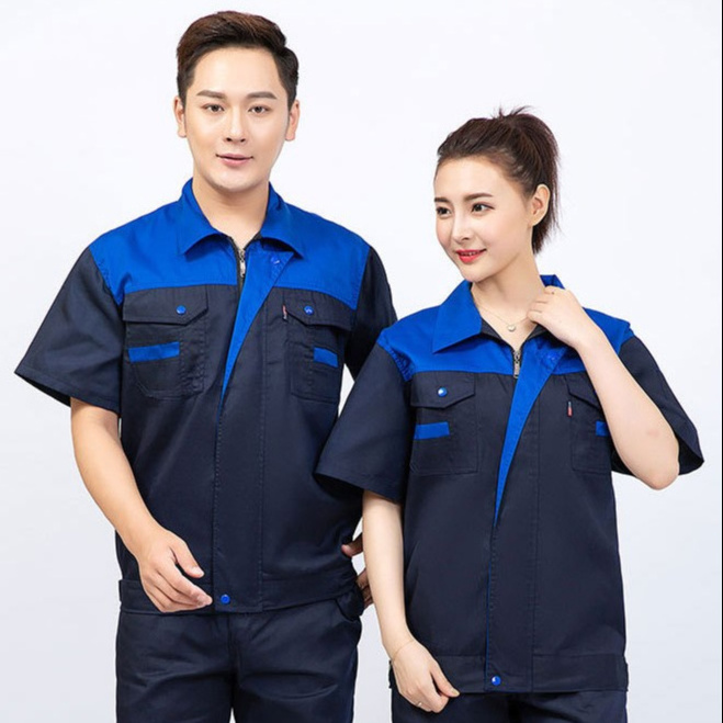 Customized work uniform for men Summer Short sleeve Work clothes Construction Workwear jacket and Pants