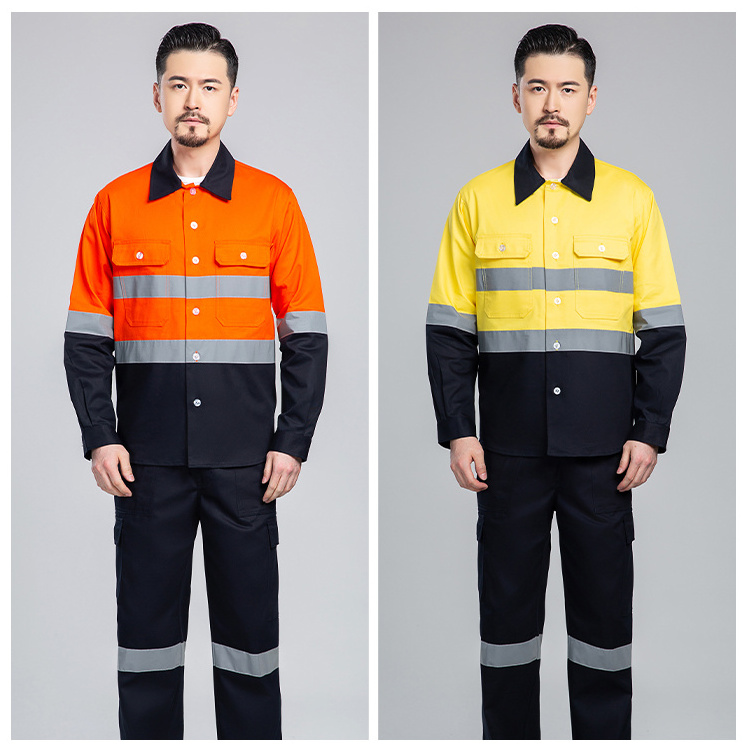 OEM Custom Reflective Safety Hi Vis Work Clothes Industrial Jacket And Pants Working Suit Workwear Uniforms