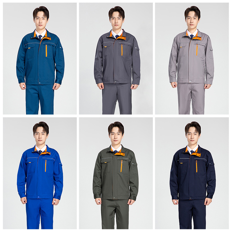 CVC Men Women Safety Workwear labor Insurance Working Clothes with Reflective Strips Mine Jacket and Pants Suit Customized