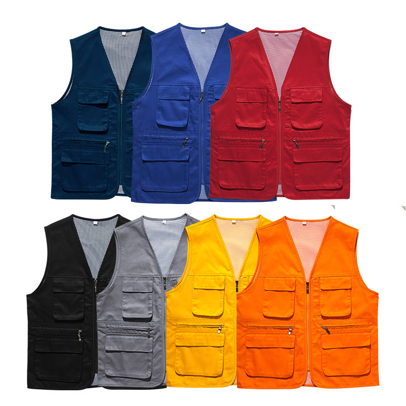 Customized sleeveless jacket multi pocket Work Vest Men waistcoat vest fishing vest