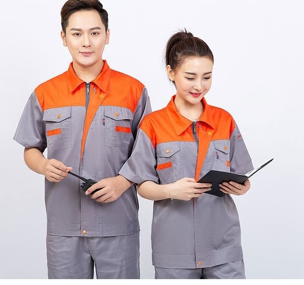 Customized work uniform for men Summer Short sleeve Work clothes Construction Workwear jacket and Pants