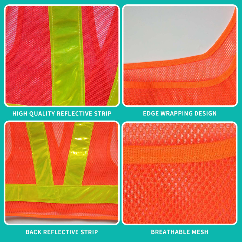 Customized High Visibility Work Vest Safety work wear men Roadway Reflective Work Clothes Vest