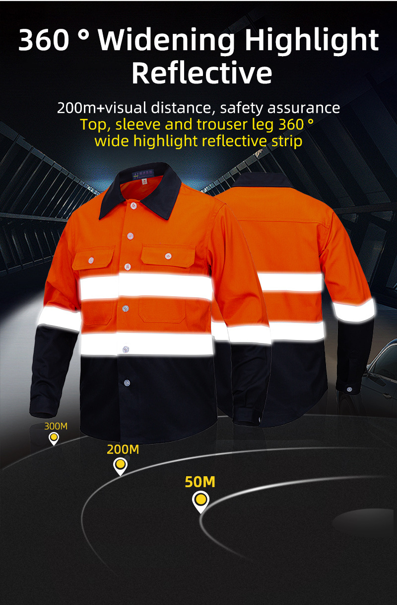 OEM Custom Reflective Safety Hi Vis Work Clothes Industrial Jacket And Pants Working Suit Workwear Uniforms