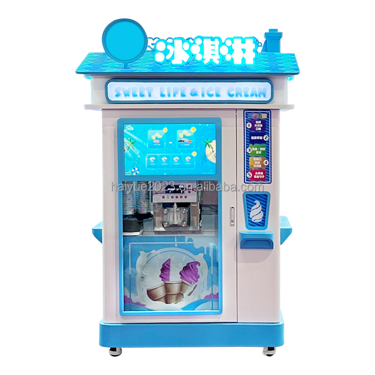 Customized 24-Hour Self-Service Smart Fully Automatic Ice Cream Maker Touch Screen Robot Soft Ice Cream Vending Machine