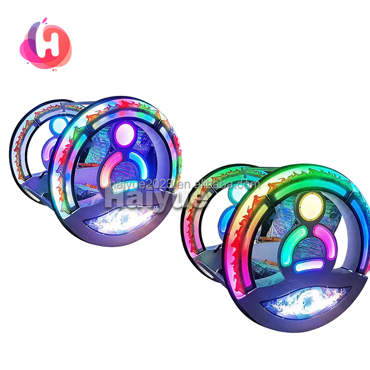 Double Players Amusement Park 360 Spinning Car 360 Degree Rotating Electric Happy Swing Rolling Car Moonwalk Ride Le Bar 1 Piece