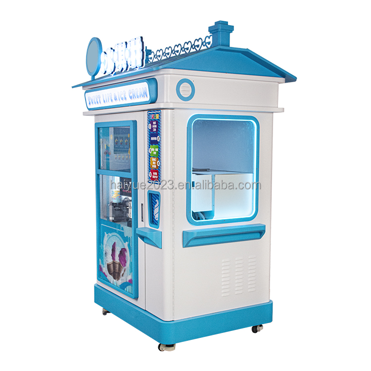 Customized 24-Hour Self-Service Smart Fully Automatic Ice Cream Maker Touch Screen Robot Soft Ice Cream Vending Machine