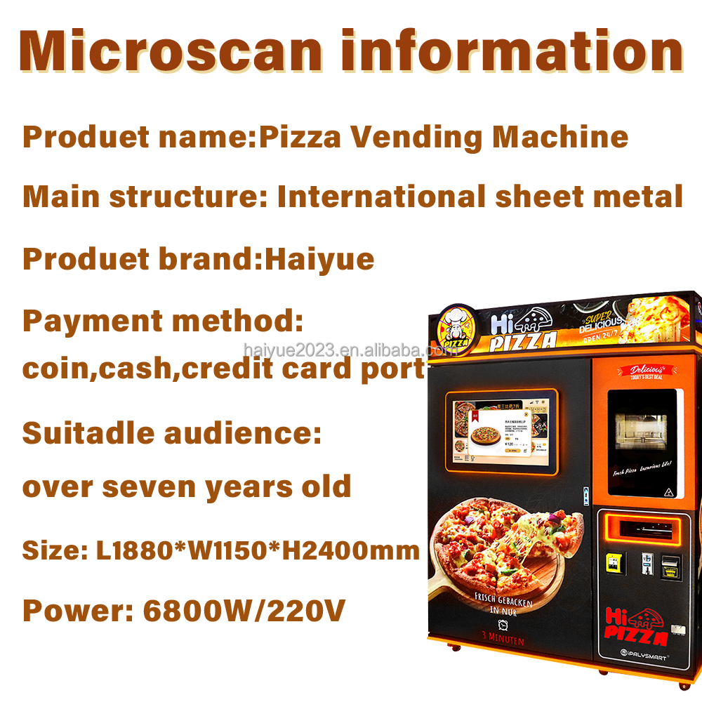 Commercial Fully Automatic Outdoor Pizza Vending Machine Hot Fresh Fast Food Maker Smart Touch Screen Self-Service SDK Function