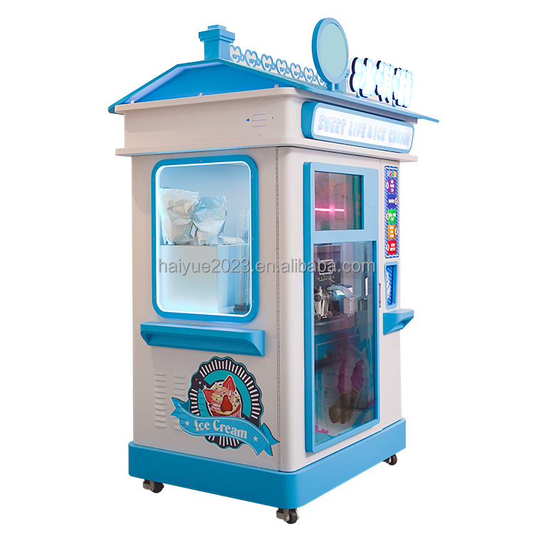 Customized 24-Hour Self-Service Smart Fully Automatic Ice Cream Maker Touch Screen Robot Soft Ice Cream Vending Machine