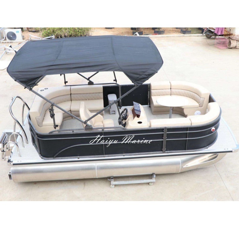 2022 Household Gathering Aluminum Pontoon Boat With Ocean Grade Leather Sofa