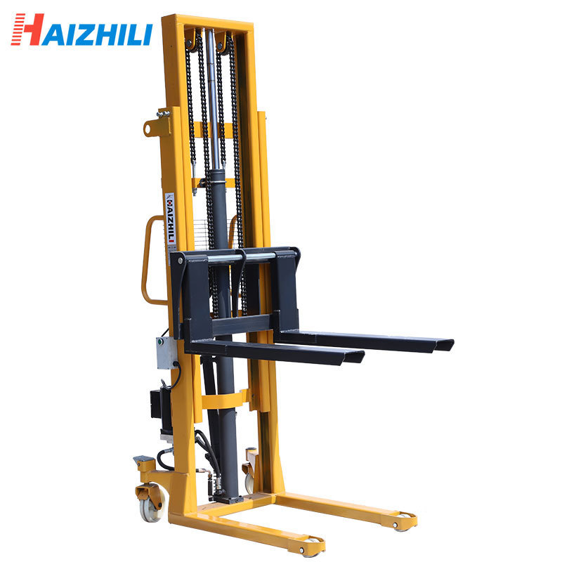 Haizhili 2T 3m Economy Semi Electric Hand Truck Stacker Hydraulic Pallet Forklift Hand Automatic Electric Pallet Stacker