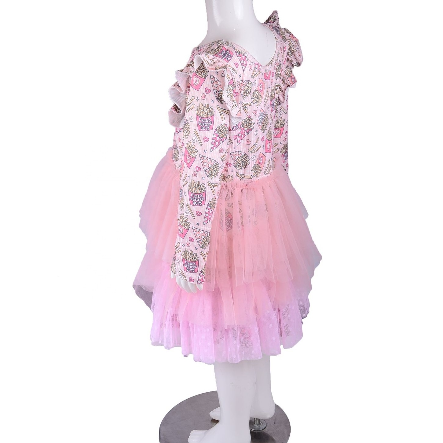 Wholesale ruffle tulle overall girls Dress Custom Pattern Fall Valentine's Day Girl Dresses Baby Toddler Girl tulle Twirl Dress